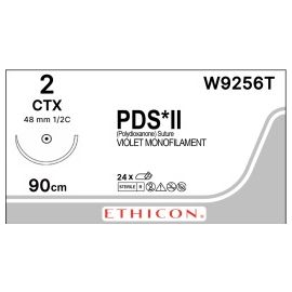 Szew wchłanialny syntetyczny PDS II W9256T rozm. 2/0 ; 48 mm - 1/2 koła wzmocniona ; dł. 90cm fioletowy