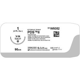 Szew wchłanialny syntetyczny PDS II W9352T rozm. 1/0 ;  1/2 koła; igła okrągło-tnąca 36mm ; 90cm , fioletowy,