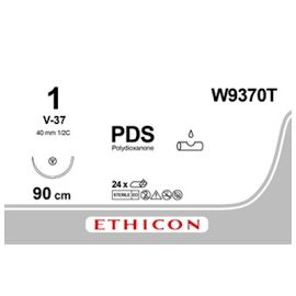 Szew wchłanialny syntetyczny PDS II W9370T rozm. 1/0 ;  1/2 koła; igła okrągło-tnąca 40mm ; 90cm , fioletowy,