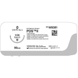 Szew wchłanialny syntetyczny PDS II W9381H rozm. 1/0 ; igła okrągło-tnąca 36mm - 1/2 koła ; dł. 90cm ; fioletowy,