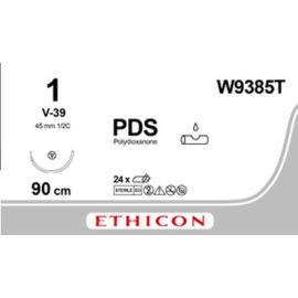 Szew wchłanialny syntetyczny PDS II W9385T rozm. 1/0 ; igła okrągło-tnąca 45mm ; 90cm , fioletowy
