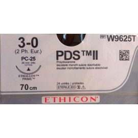 Szew wchłanialny syntetyczny PDS II W9625T rozm. 3/0 ; igła 26 mm - 3/8 koła ; dł. 70cm bezbarwny
