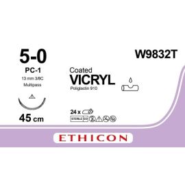 Szew Vicryl W9832T ; rozm. 5/0 ; 3/8 koła ; igła konwencjonalnie tnąca 13mm ; 45cm ; op. a'24