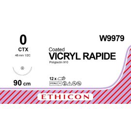 Vicryl RAPIDE szew powlekany syntetyczny, wchłanialny, pleciony (Poliglaktyna 910) W9979; rozm. 0 ; igła 48mm - 1/2 koła ; dł. 70 cm