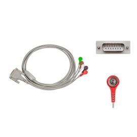 Kabel EKG do monitorowania nierozłączny, 5-odprowadzeniowy, zatrzask, wtyk D-Sub 15-pin, dł. 70/100 cm, op. 1 szt.