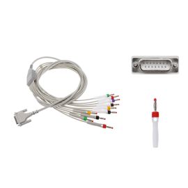Kabel EKG do diagnostyki nierozłączny, 10-odprowadzeniowy, wtyk bananowy 4mm, wtyk D-Sub 15-pin, dł. 70/110/150 cm, op. 1 szt.