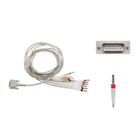 Kabel EKG do diagnostyki nierozłączny, 10-odprowadzeniowy, wtyk bananowy 4mm, wtyk D-Sub 15-pin, dł. 70/110/200 cm, do Schiller i innych, op. 1 szt.