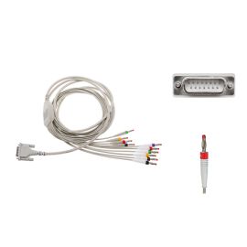 Kabel EKG do diagnostyki nierozłączny, 10-odprowadzeniowy, wtyk bananowy 4mm, wtyk D-Sub 15-pin, dł. 70/110/200 cm, do Aspel, op. 1 szt.