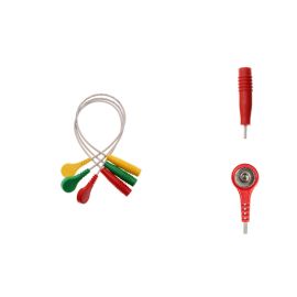 Przewód dołączeniowy EKG, 3-odprowadzeniowy, zatrzask, gniazdo ⌀ 4 mm, dł. 18 cm, op. 3 szt.