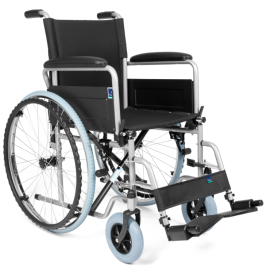 Wózek inwalidzki stalowy BASIC, składany, srebrny