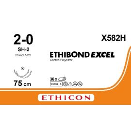 Szew niewchłanialny Ethibond Excel X582H ; rozm. 2/0 ; 75cm ; 1/2koła okrągła podwójna ; SH-2 ; barwiony ; 