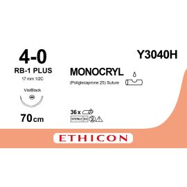 Szew wchłanialny Monocryl  Y3040H rozm. 4/0 ; 70cm ; 1/2koła okrągła ; JRB-1 VB ; barwiony