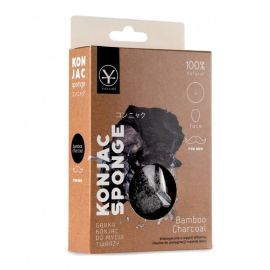 YASUMI - Bambo Charcoal Konjac Sponge - Gąbka konjac do mycia twarzy z aktywnym węglem For Men (mała)