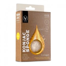 YASUMI - Collagen Konjac Sponge - Gąbka konjac do mycia twarzy z kolagenem (mała)