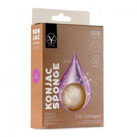 YASUMI - Silk Collagen Konjac Sponge - Gąbeczka konjac z kolagenem i jedwabiem do oczyszczania skóry twarzy (mała)