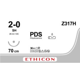 Szew wchłanialny syntetyczny PDS II Z317H rozm. 2/0 ;igła okrągła 26mm - 1/2 koła ; dł. 70cm fioletowy