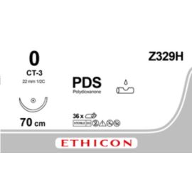 Szew wchłanialny syntetyczny PDS II Z329H rozm. 1/0 ; igła 22 mm - 1/2 koła wzmocniona ; dł. 70 cm ; fioletowy,