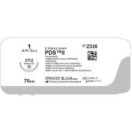 Szew wchłanialny syntetyczny PDS II Z335H rozm. 1/0 ; igła 26 mm - 1/2 koła wzmocniona ; dł. 70 cm; fioletowy,