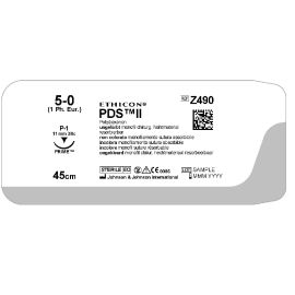 Szew wchłanialny syntetyczny PDS II Z490E rozm. 5/0 ; igła 11 mm - 3/8 koła ; dł. 45 cm niebarwiony