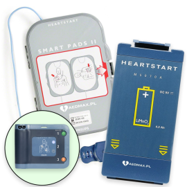 ZESTAW: Bateria do defibrylatora Philips FRx/HS1 + Elektrody terapeutyczne Philips FRx Smart Pads II
